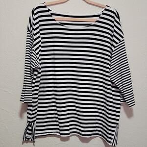 Talbots Women's 2X 100% Cotton Striped Blouse